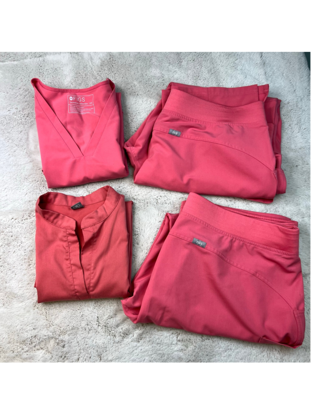 FIGS Scrub Pink Set of 2 Tops & 2 Bottoms Size XXL Tall Nurse Uniform Drawstring
